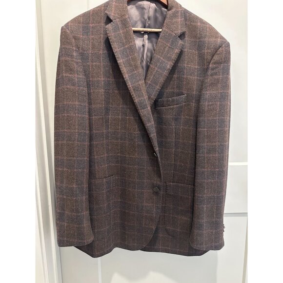 E.thomas Blazer 46R Jos A Bank Reserve Micro Checked Wool Cashmere - Picture 1 of 11